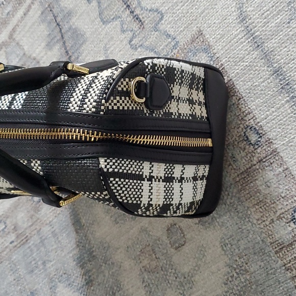 Tory Burch Robinson Plaid Boston Satchel Bag Purse with Crossbody Strap - Picture 13 of 16